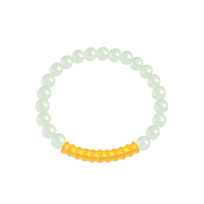 TAKA Jewellery 999 Pure Gold Charm with Jade Beads Bracelet