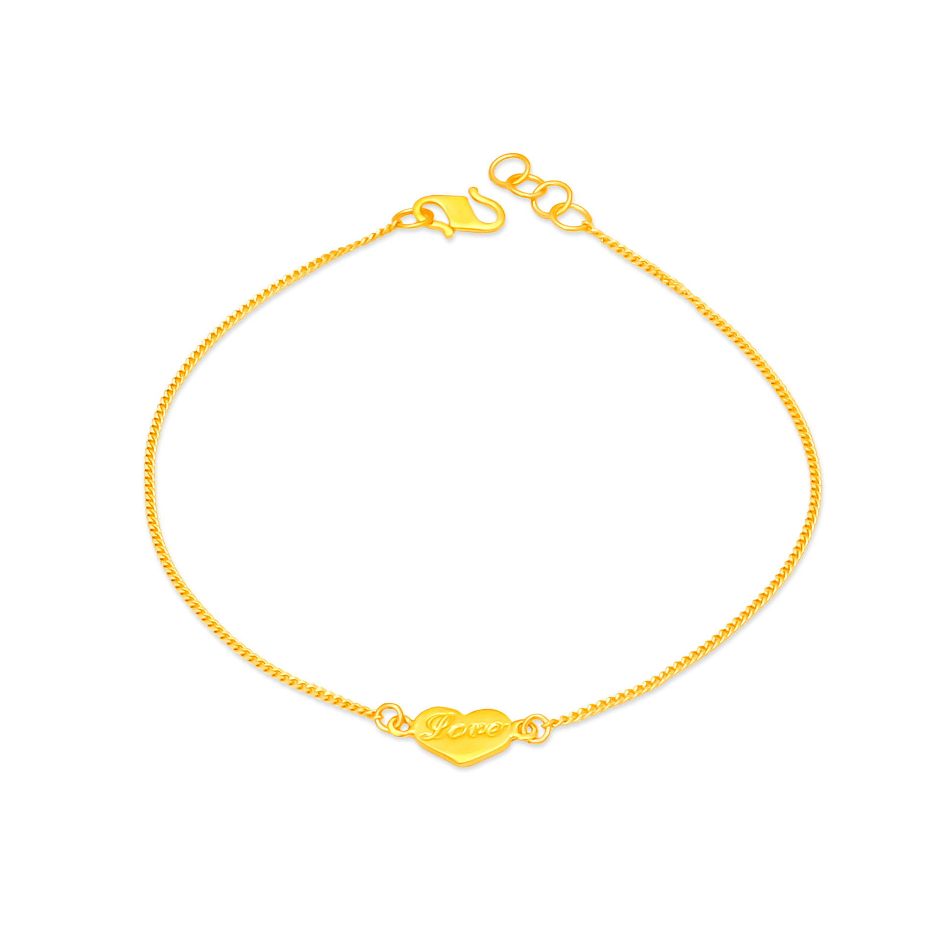 TAKA Jewellery 916 Gold Heart-shaped with word Love Bracelet - TAKA ...