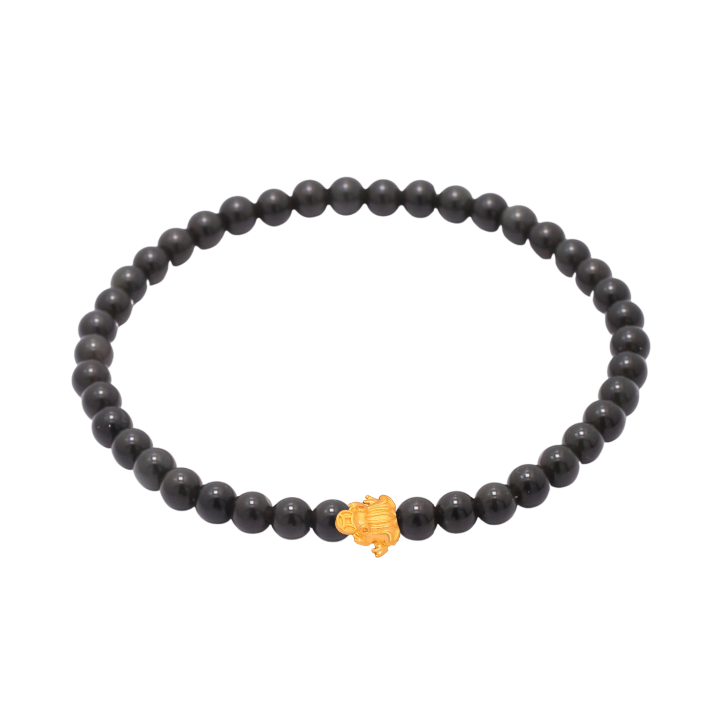 TAKA Jewellery 999 Pure Gold Toad Charm with Beads Bracelet