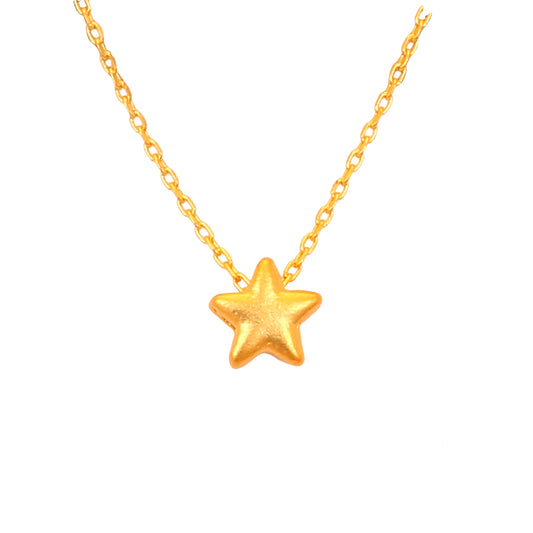 TAKA Jewellery 999 Pure Gold Star Pendant with 9K Gold Chain