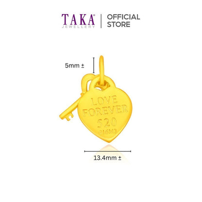 TAKA Jewellery 916 Gold Pendant Heart-shaped with Key