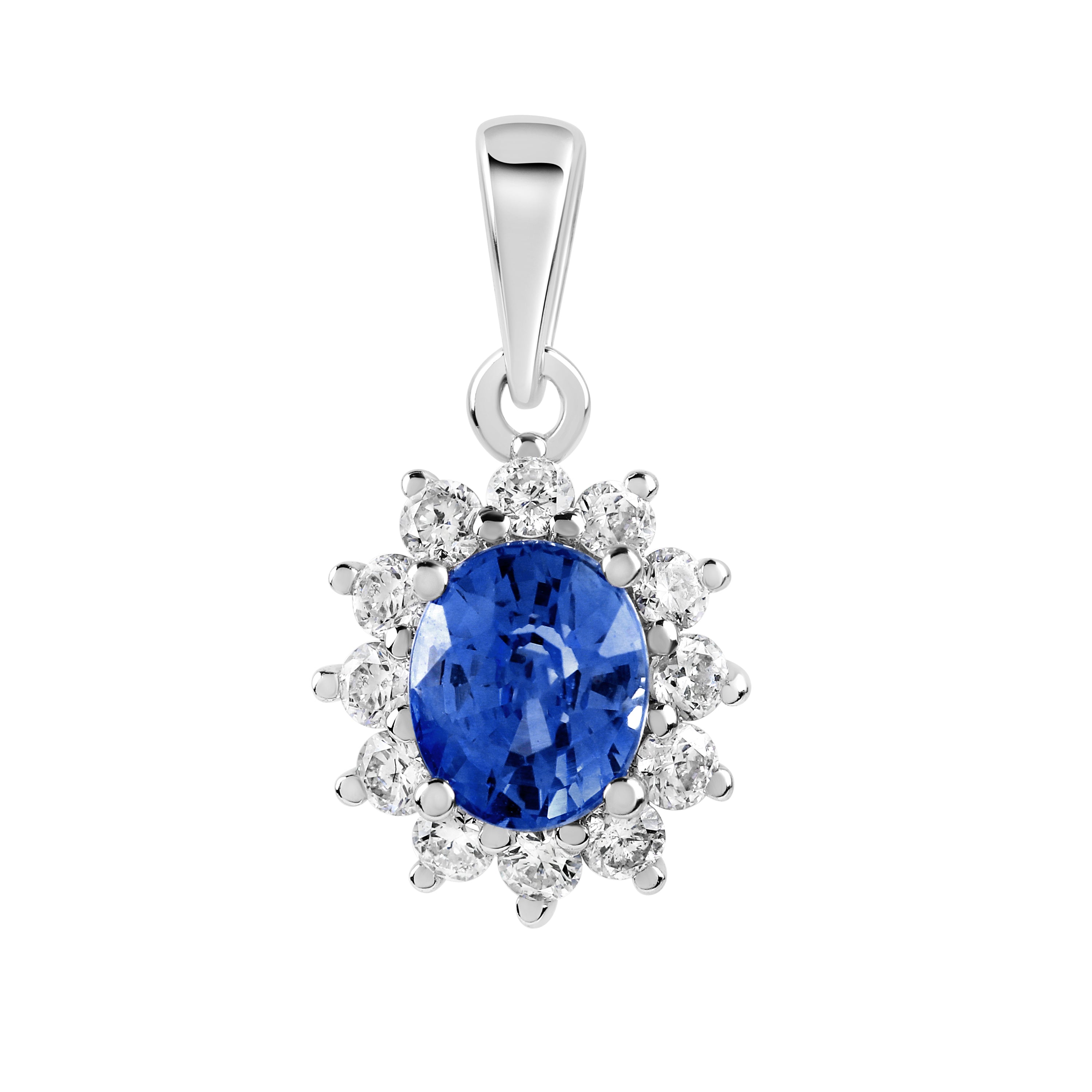 Blue sapphire diamond pendant hot sale