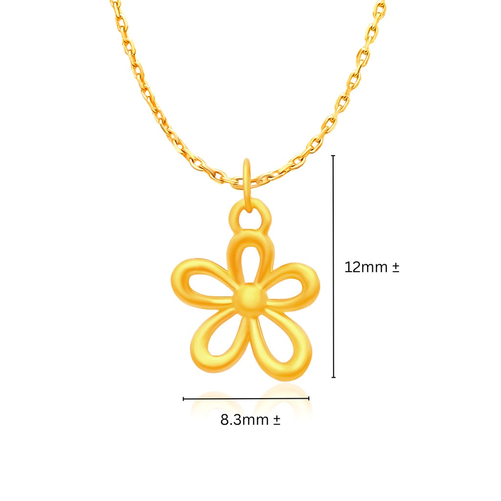 TAKA Jewellery 999 Pure Gold Daisy Pendant with 9K Gold Chain