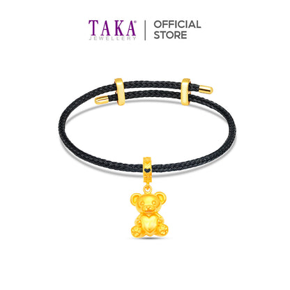 TAKA Jewellery 916 Gold Bear Hugging I, ♥, U Charm