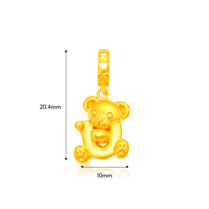 TAKA Jewellery 916 Gold Bear Hugging I, ♥, U Charm