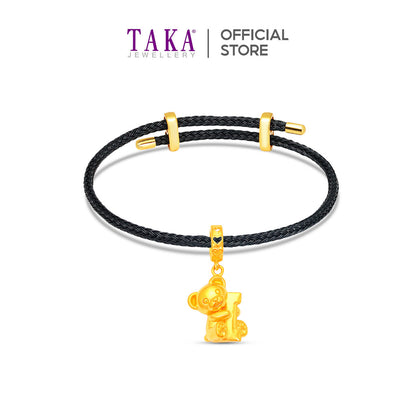 TAKA Jewellery 916 Gold Bear Hugging I, ♥, U Charm