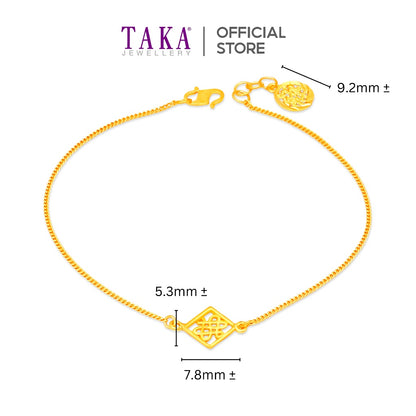 TAKA Jewellery 916 Gold Bracelet with Wishful Knot