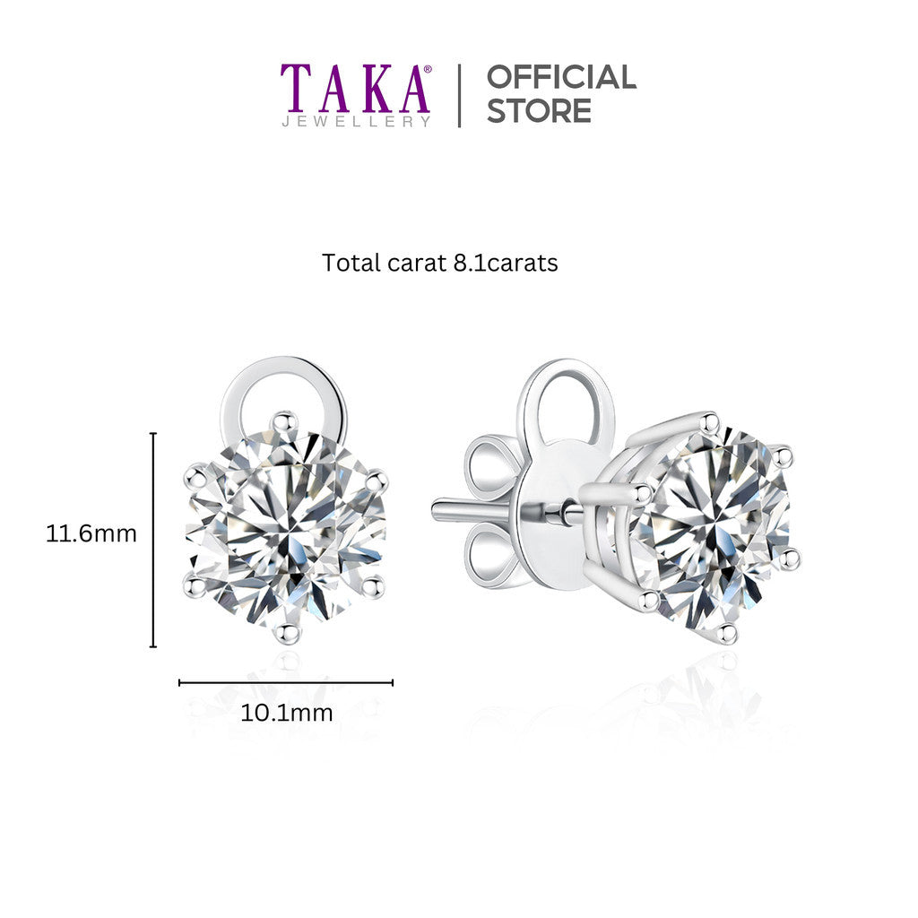 TAKA Jewellery IGI Certified Classic 6-Prong Round Brilliant Lab Grown Diamond Earrings 18K Gold