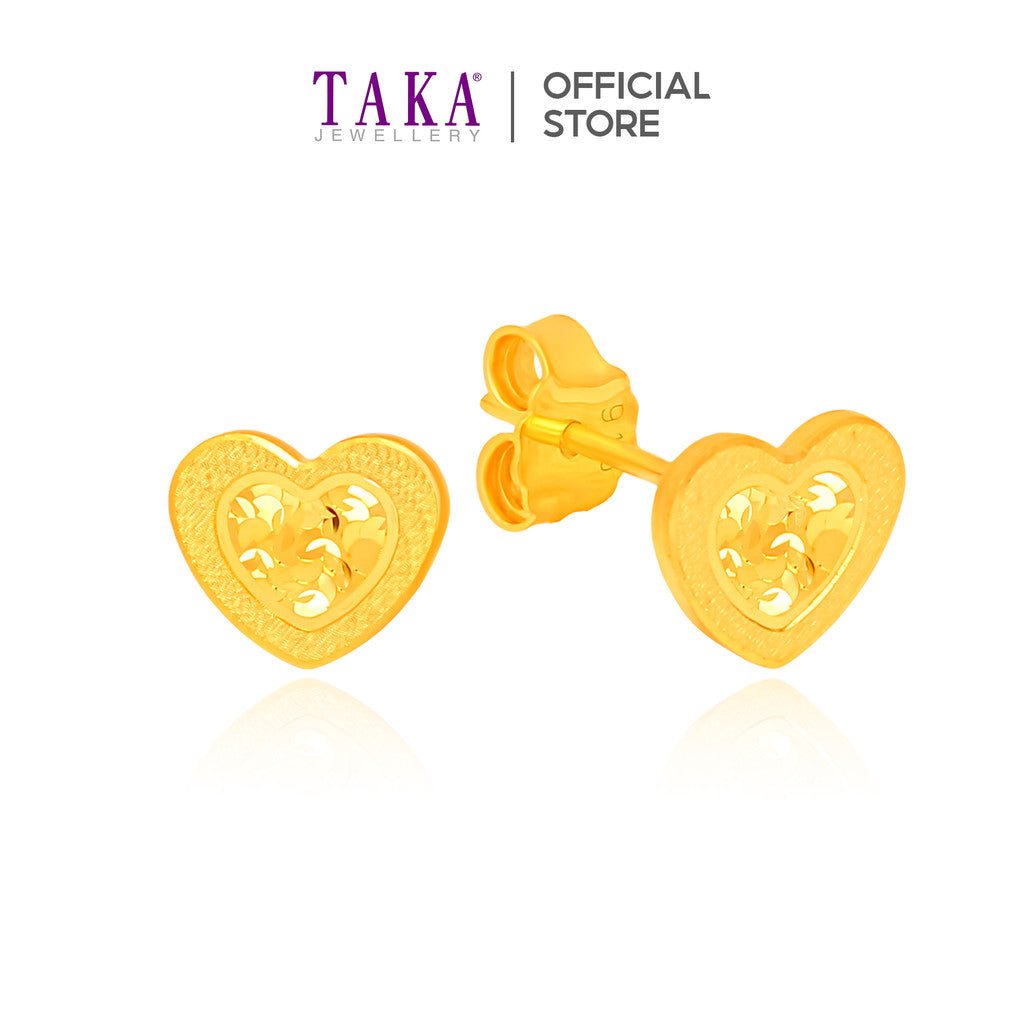 TAKA Jewellery 916 Gold Heart-shaped Earrings