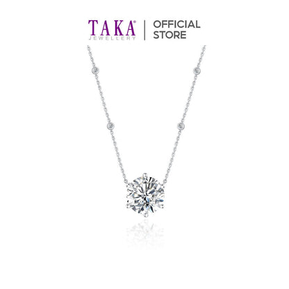 18K Gold Round Brilliant 6 Prongs Solitaire Diamond Necklace with IGI Certificate