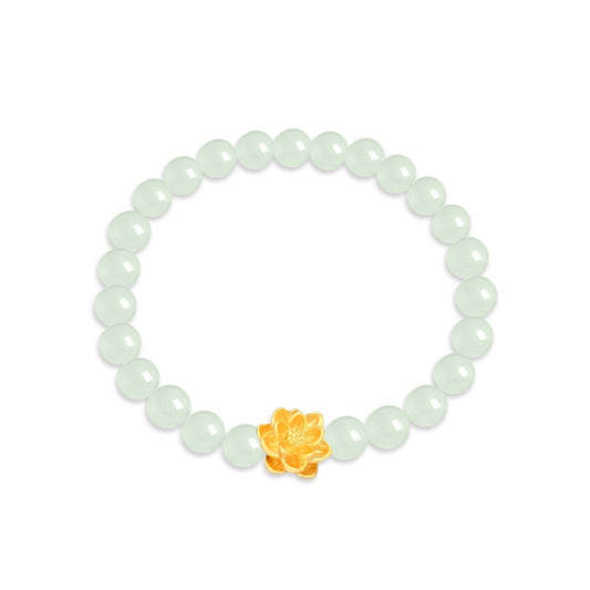 TAKA Jewellery 999 Pure Gold Flower Charm with Beads Bracelet