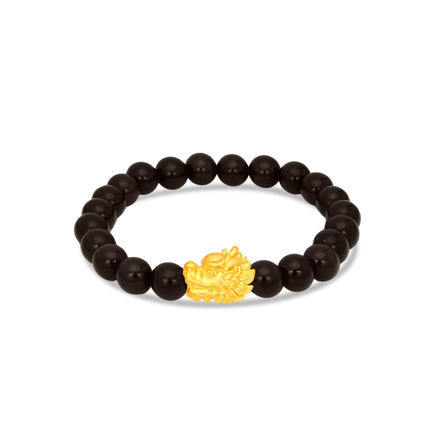 TAKA Jewellery 999 Pure Gold Dragon Head with Beads Bracelet