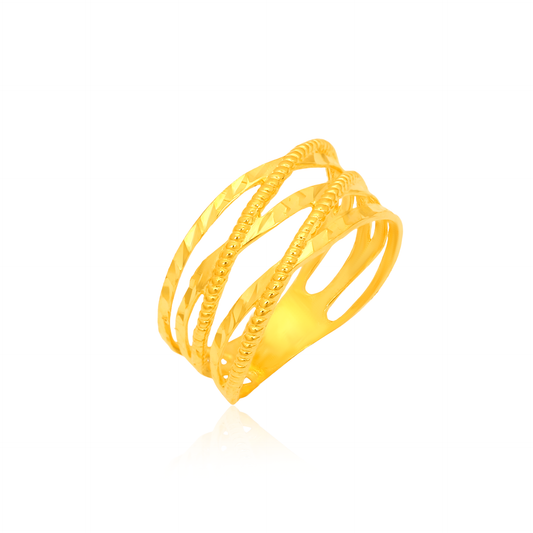 TAKA Jewellery 916 Gold Crossover Ring