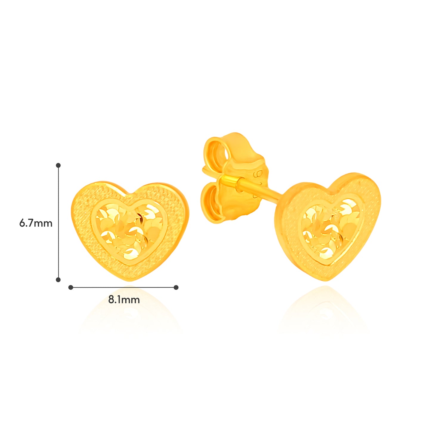 TAKA Jewellery 916 Gold Heart-shaped Earrings