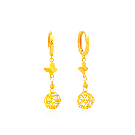 TAKA Jewellery 916 Gold Hoop Dangling Earrings