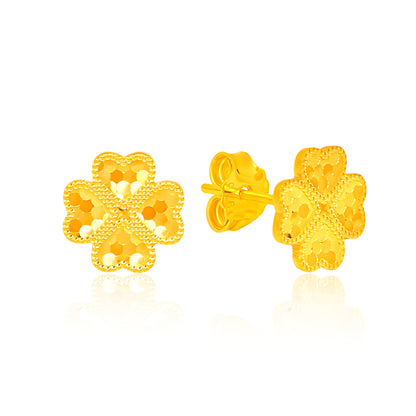 TAKA Jewellery 916 Gold Lucky Clover Earrings