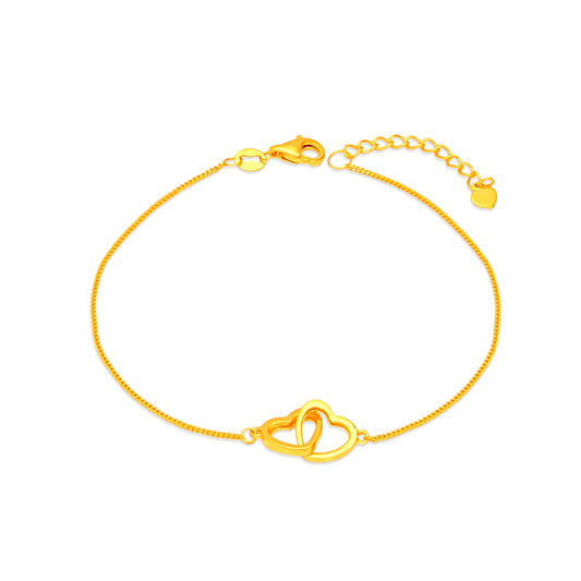 TAKA Jewellery 916 Gold Hearts Bracelet