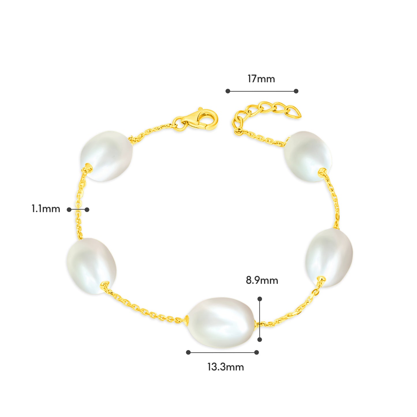 TAKA Jewellery Lustre Pearl Bracelet 9K Gold