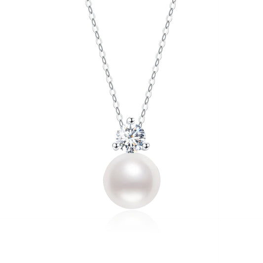 TAKA Jewellery Lab Grown Diamond Pearl Pendant 10K with Silver Chain