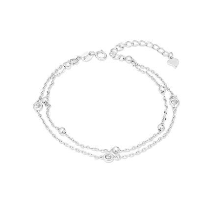 TAKA Jewellery Crystals & 925 Silver Double Layer Bracelet