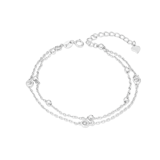 TAKA Jewellery Crystals & 925 Silver Double Layer Bracelet