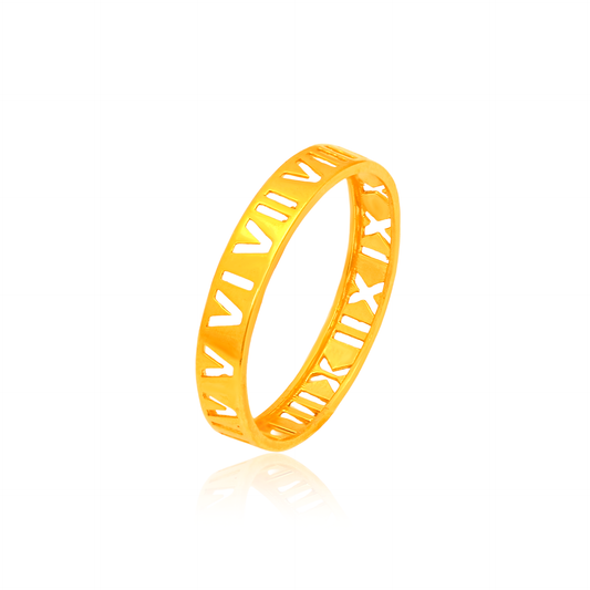 TAKA Jewellery 916 Gold Ring Roman Numeral