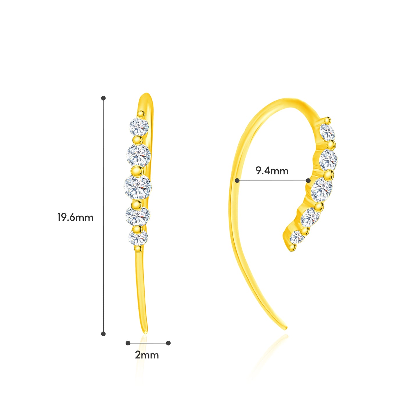 TAKA Jewellery Diamond Hoop Earrings 9K Gold