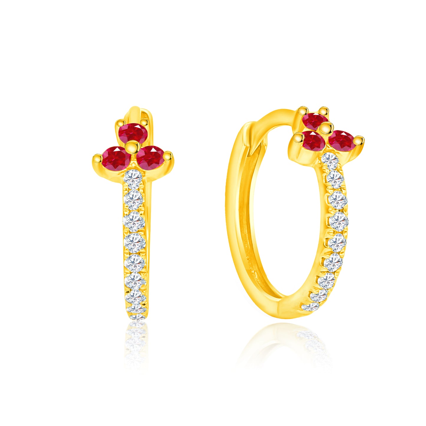 TAKA Jewellery Gemstone Hoop Earrings 9K Gold