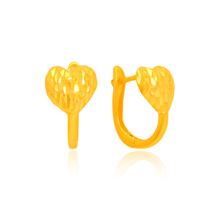 TAKA Jewellery 916 Gold Heart Hoop Earrings