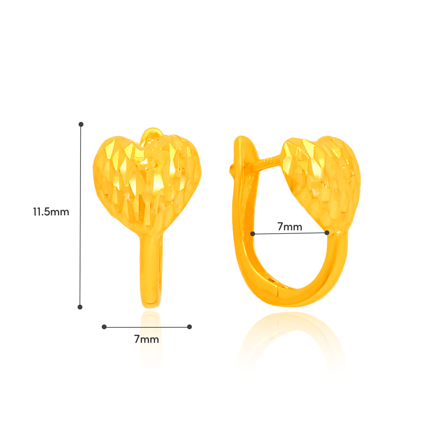 TAKA Jewellery 916 Gold Heart Hoop Earrings