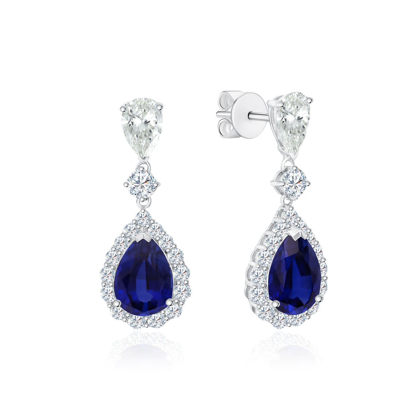 TAKA Jewellery Lab Grown Diamond Sapphire Earrings 10K Gold