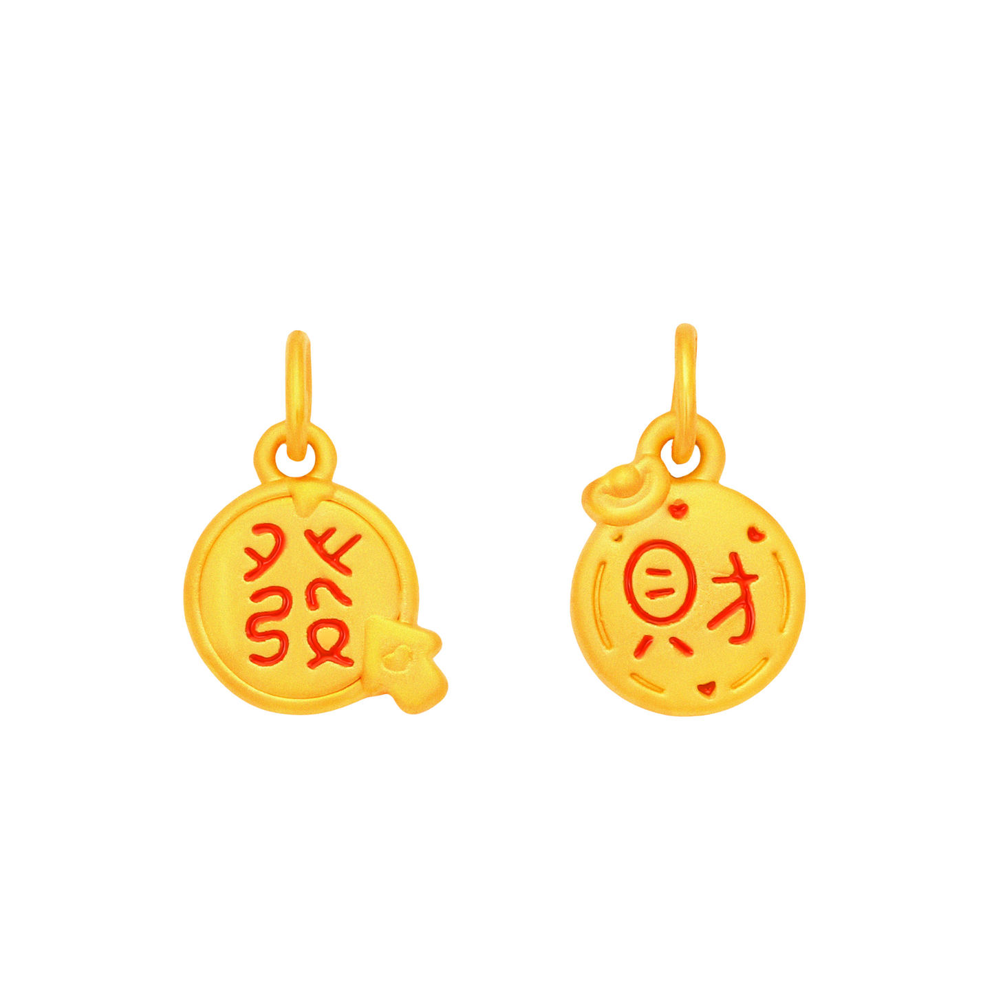 TAKA Jewellery 999 Pure Gold FA and Cai Pendant