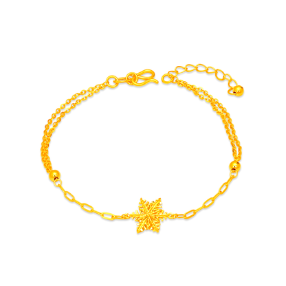 TAKA Jewellery 999 Pure Gold Snowflake Bracelet