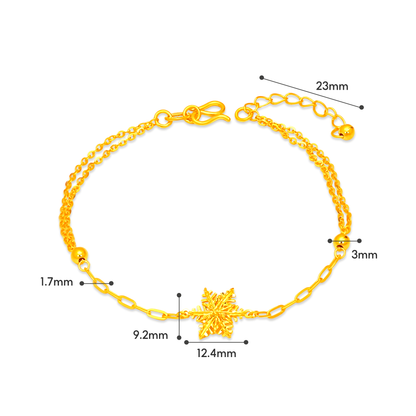 TAKA Jewellery 999 Pure Gold Snowflake Bracelet