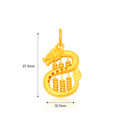 TAKA Jewellery 916 Gold Abacus Dragon Pendant