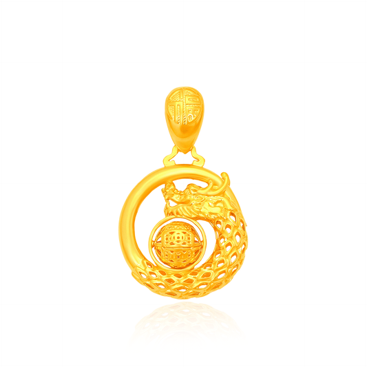 TAKA Jewellery 916 Gold Dragon Pendant