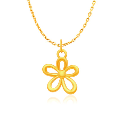 TAKA Jewellery 999 Pure Gold Daisy Pendant with 9K Gold Chain