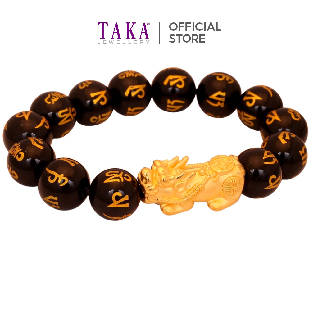 TAKA Jewellery 999 Pure Gold Pixiu with Beads Bracelet