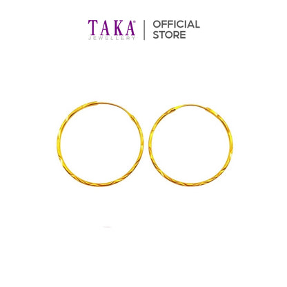 TAKA Jewellery 916 Gold Earrings Hoop Cutting