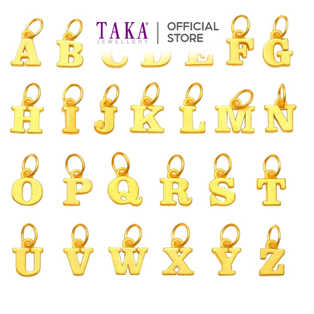 TAKA Jewellery 999 Pure Gold Alphabet Pendant M Z TAKA Jewellery