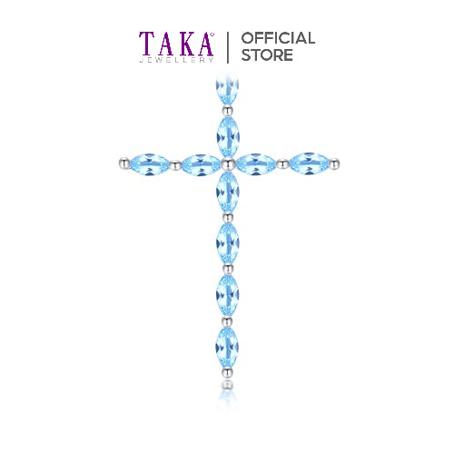 TAKA Jewellery Spectra Sky Blue Topaz Cross Pendant 9K