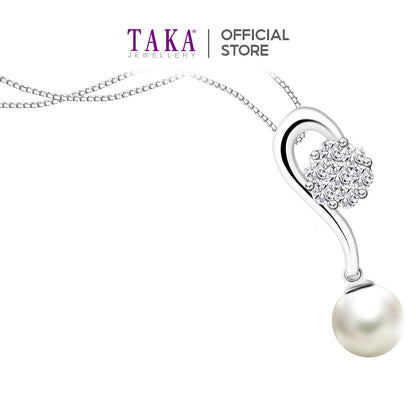 TAKA Jewellery Lustre Pearl Diamond Pendant 9K Gold