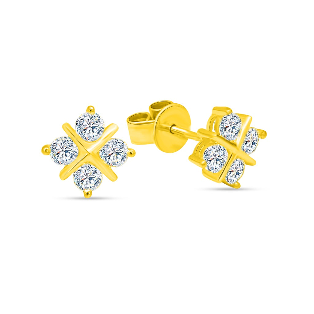 Gold and diamond stud on sale earrings