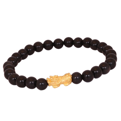 TAKA Jewellery 999 Pure Gold Pixiu with Beads Bracelet