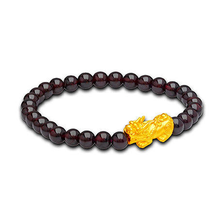 TAKA Jewellery 999 Pure Gold Pixiu with Beads Bracelet