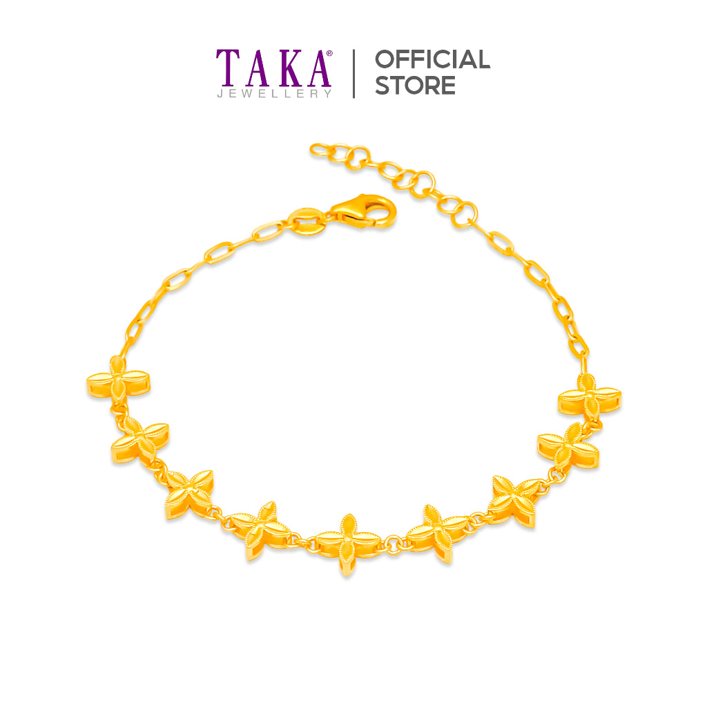 TAKA Jewellery 916 Gold Bracelet Lucky Clover