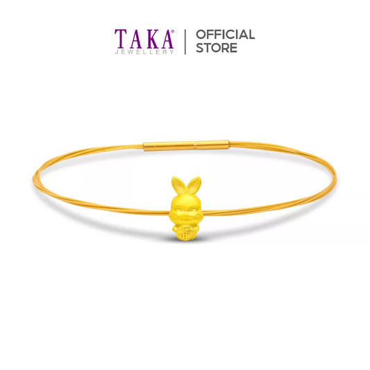 TAKA Jewellery 999 Pure Gold Rabbit Pendant with Cord Bracelet Fu