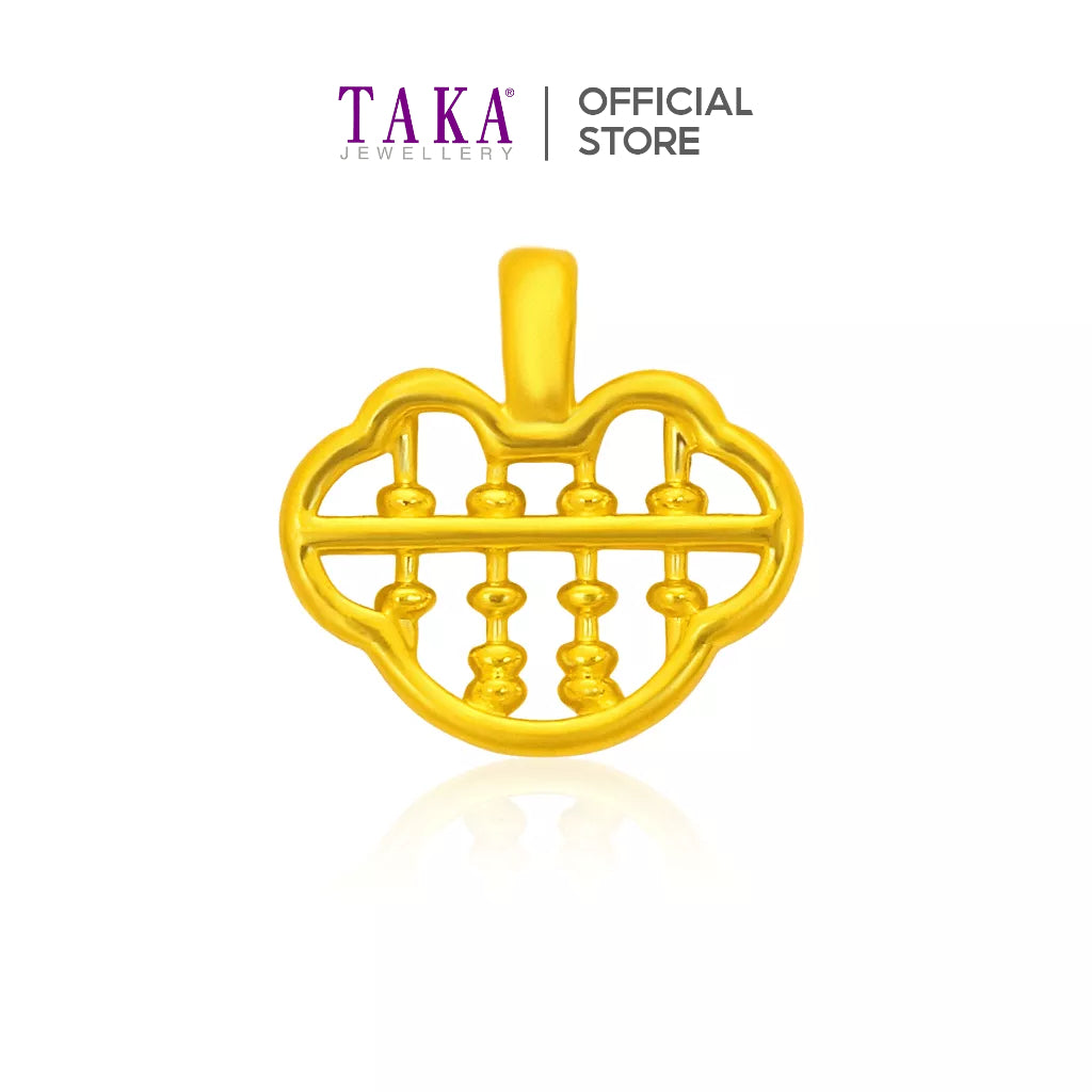 TAKA Jewellery 999 Pure Gold Pendant Abacus