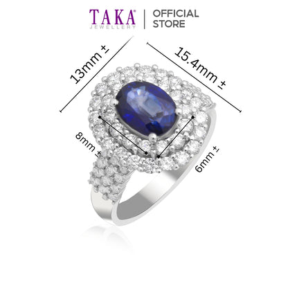 TAKA Jewellery Lab Grown Blue Sapphire and Diamond Ring 10K