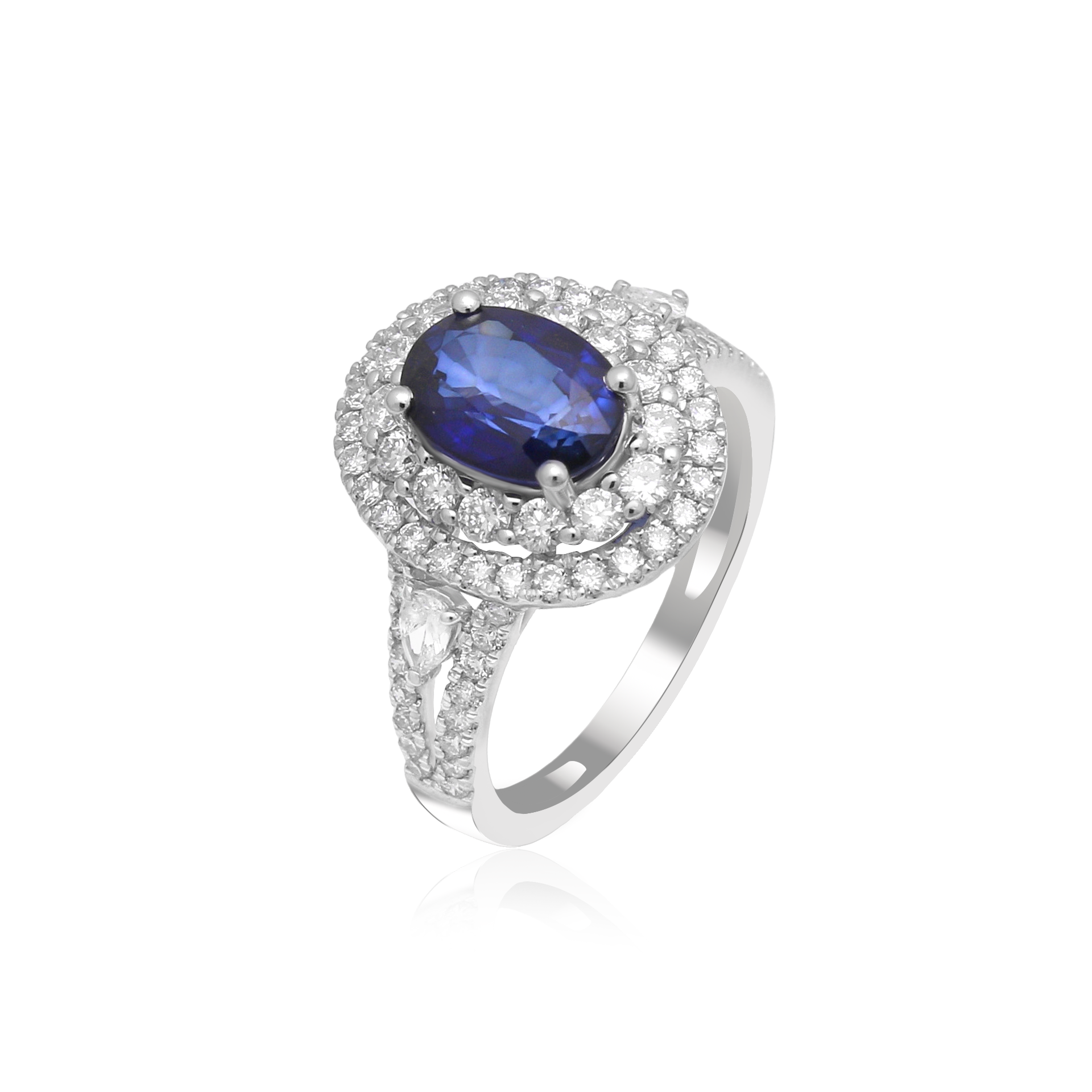 White gold sapphire store ring with diamonds